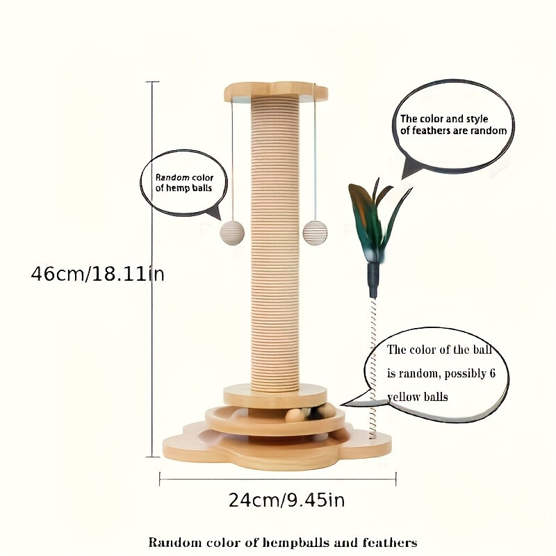 Durable Wooden Cat Tree Scratching Posts, Teaser Wands, And Scratching Boards