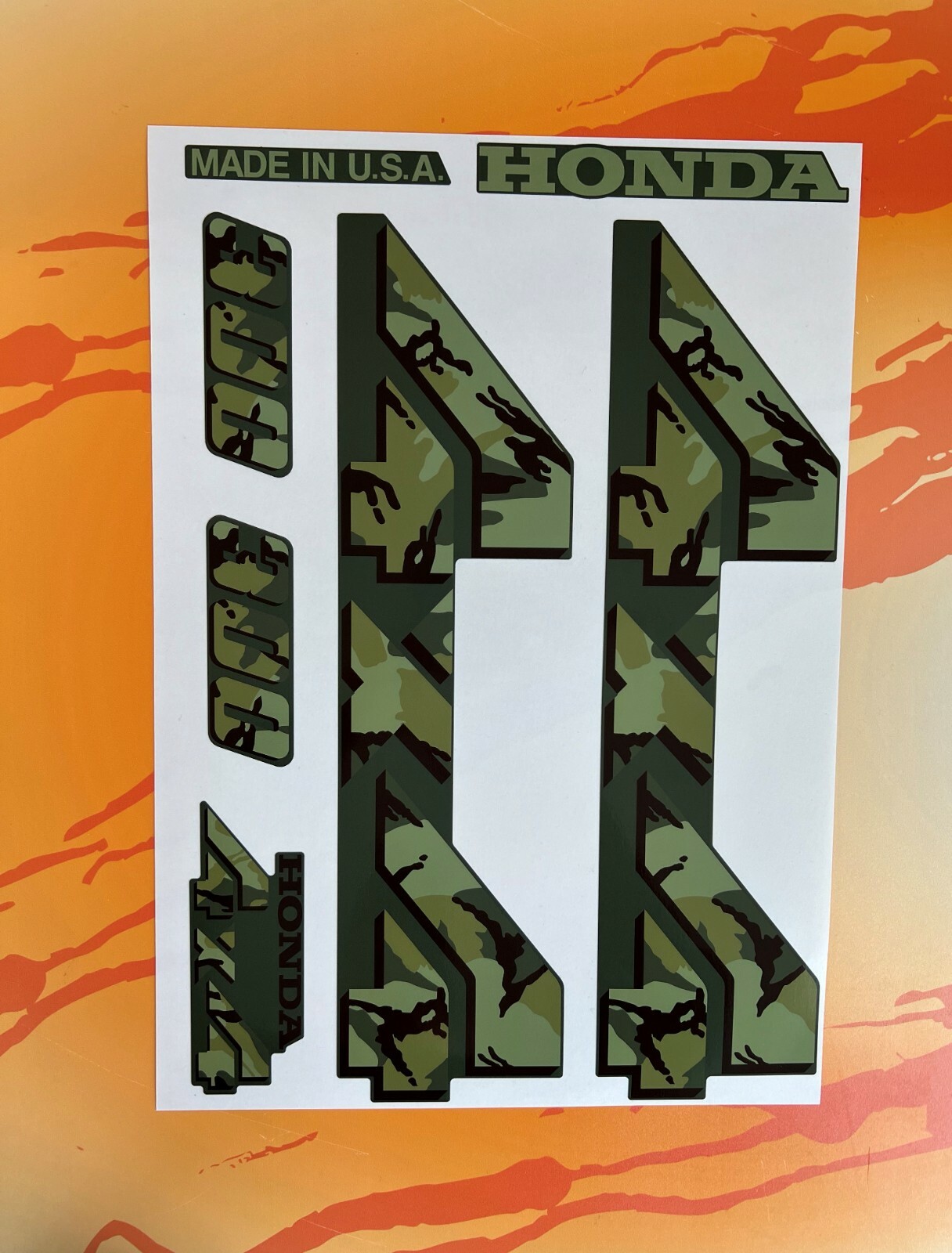 TRX 300 Fender Decal Set TRX300FW TRX300 Fourtrax Green Camo