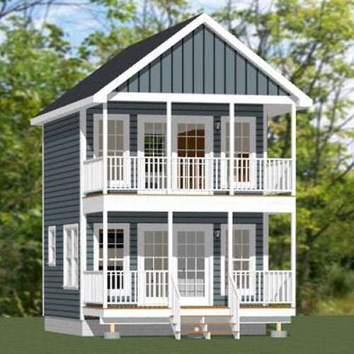 16x16 Tiny House -- 446 sq ft -- PDF Floor Plan -- Model 18