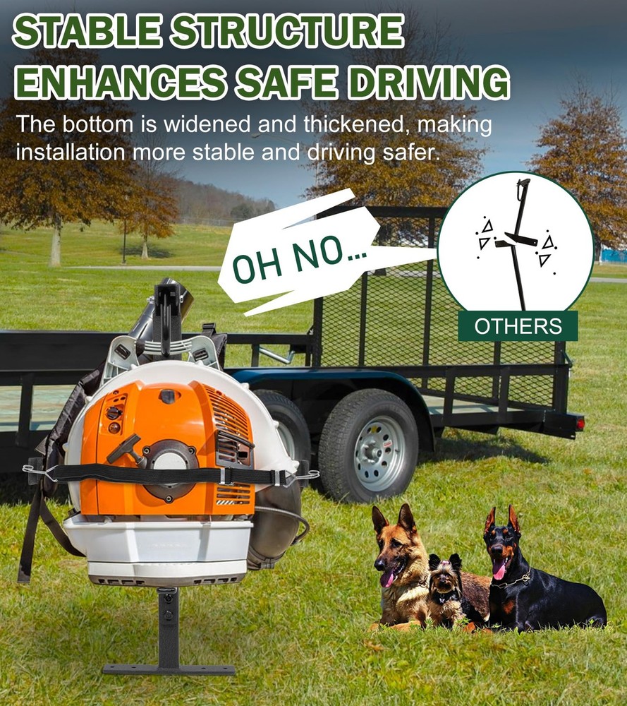 Backpack Blower Rack for Trailers Universal Storage Holder Black