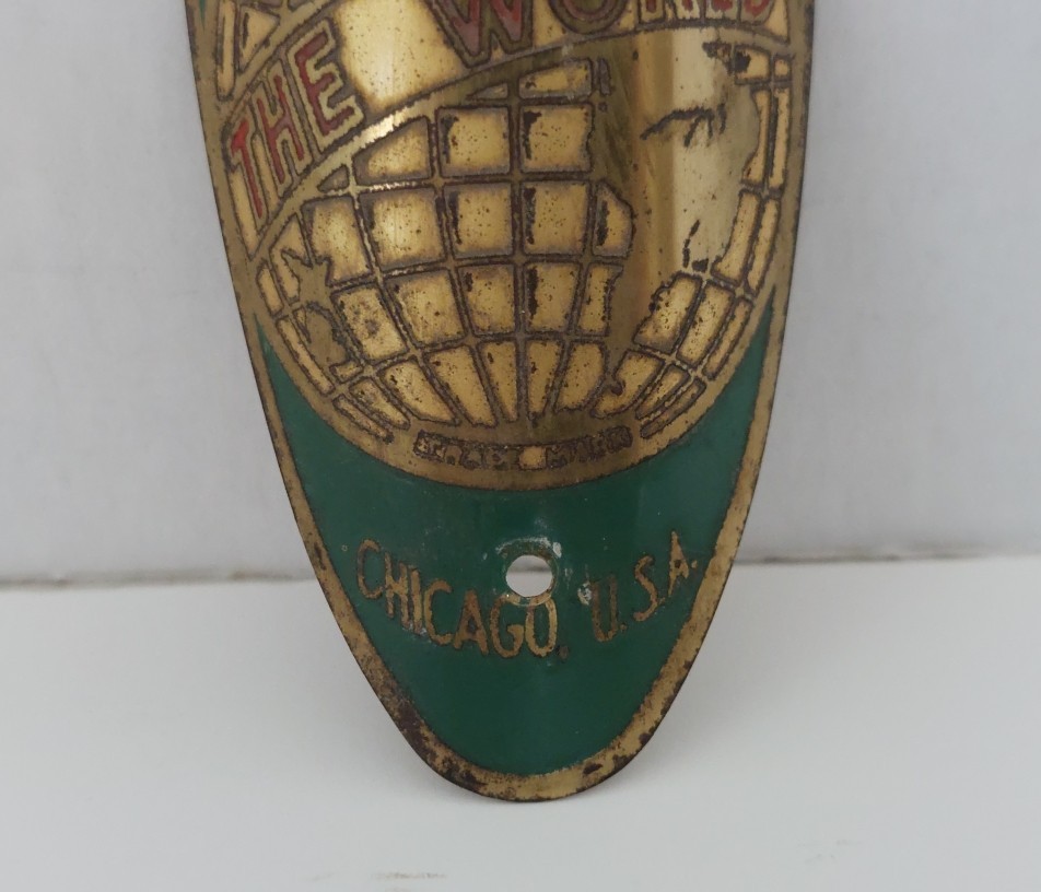 SCHWINN *THE WORLD* Head Badge Prewar/Postwar