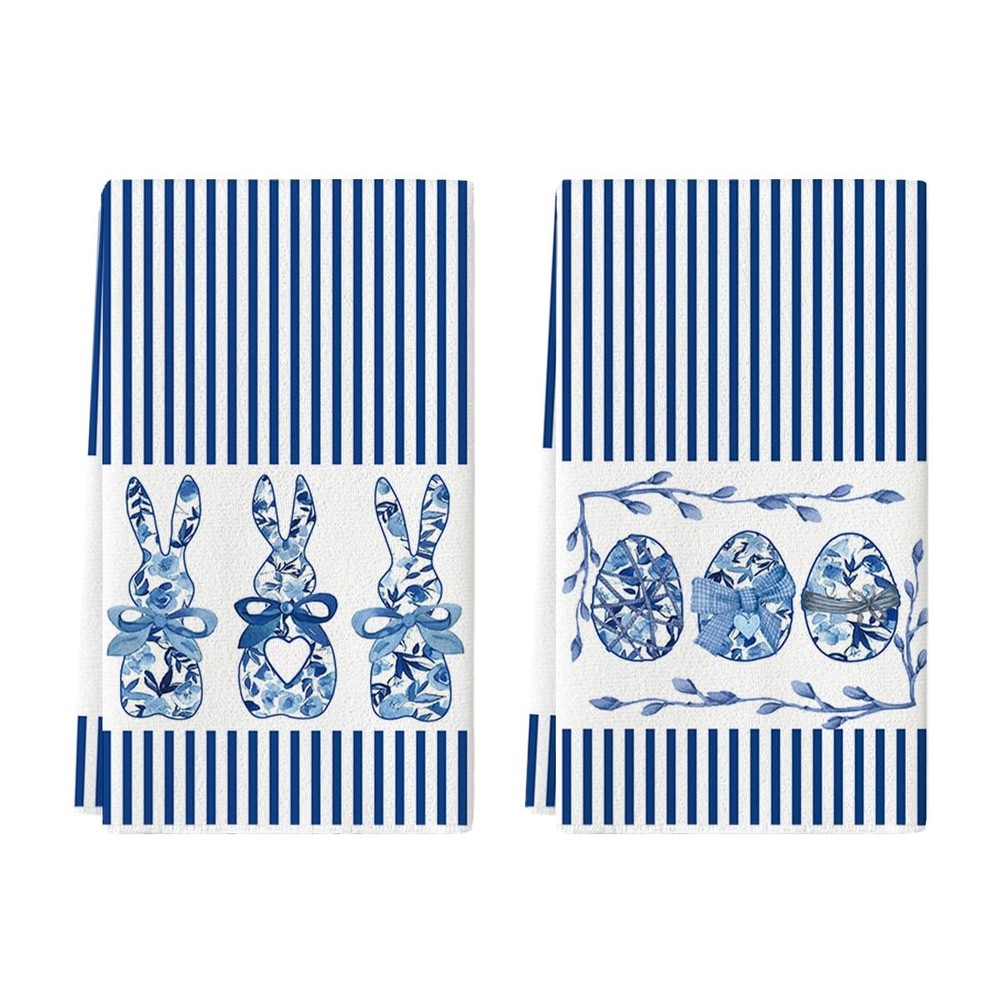 Artoid Mode Blue Stripe Rabbit Bunny Eggs Easter Kitchen 18" x 26",