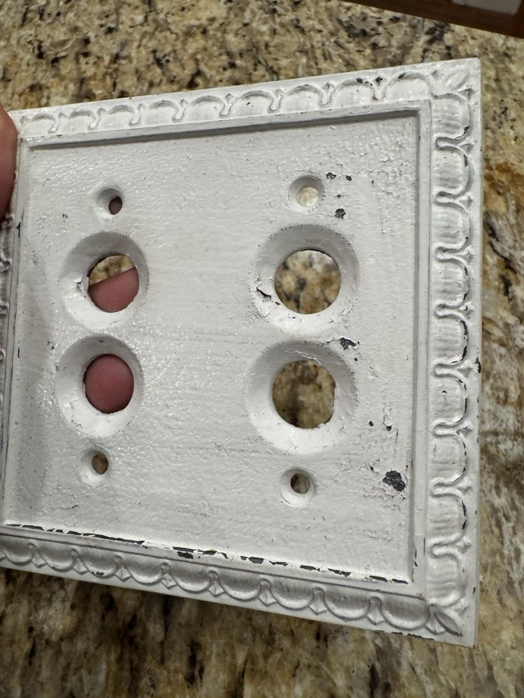 Vintage Metal Double Push Button Switch Plate