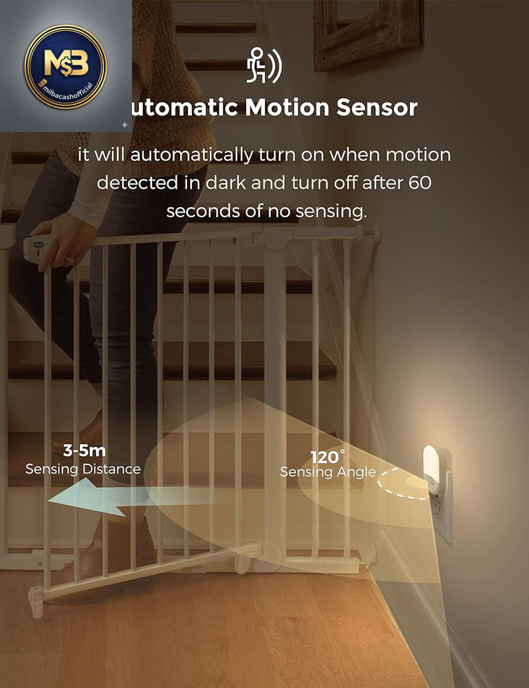 Motion Sensor Night Light, 2-Pack, Warm White, Adjustable Brightness