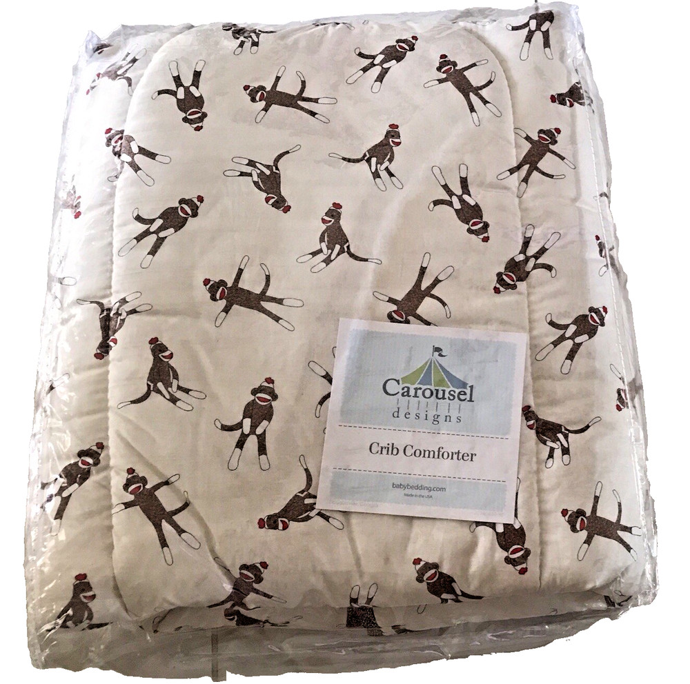 Sock Monkey Carousel Design Crib Sheets & Comforter
