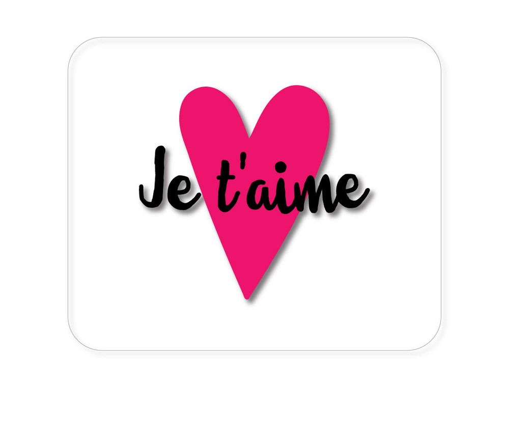 CUSTOM Mouse Pad 1/4 - Je T'Aime - Pink Heart