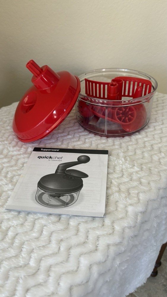 TUPPERWARE Red Quick Chef Food Processor Chopper Mixer Whisk