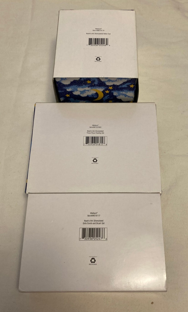 WALLACE SILVERSMITHS NOAH'S ARK SILVERPLATED COLLECTION CUP COMBBRUSH FEEDING ST