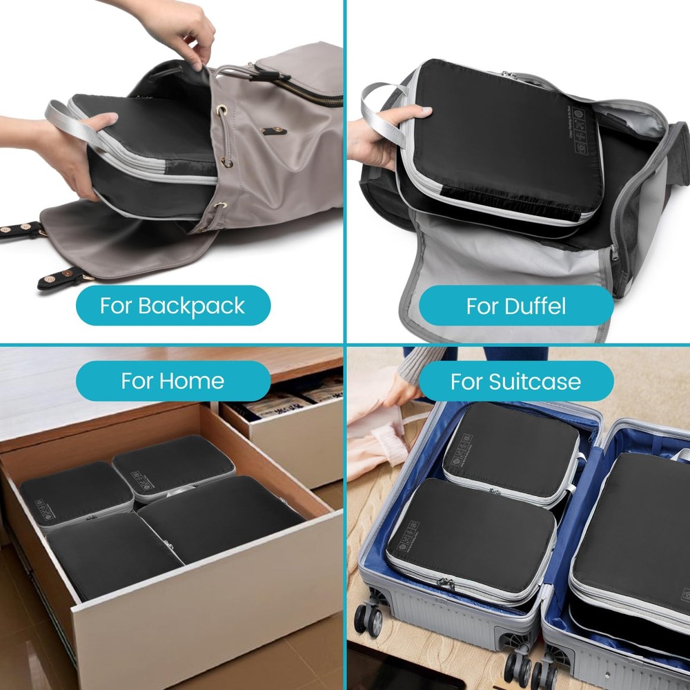 Compression Packing Cubes for Travel - 5 Set Compression Cubes Luggage Suitca...