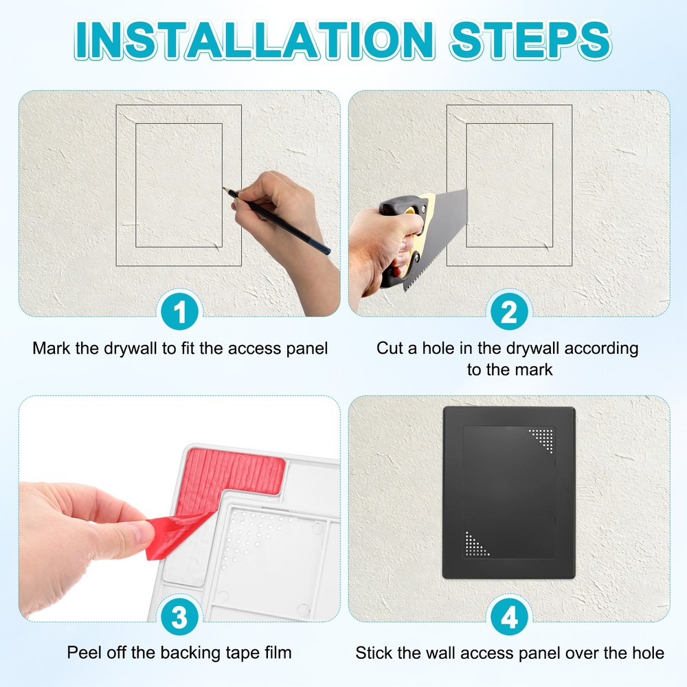 2-Pack Access Panel for Drywall, 7x5" Plastic [Black, Vented Rectangle]