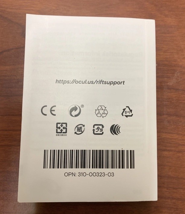 Meta Facebook Oculus Rift S Replacement Manual
