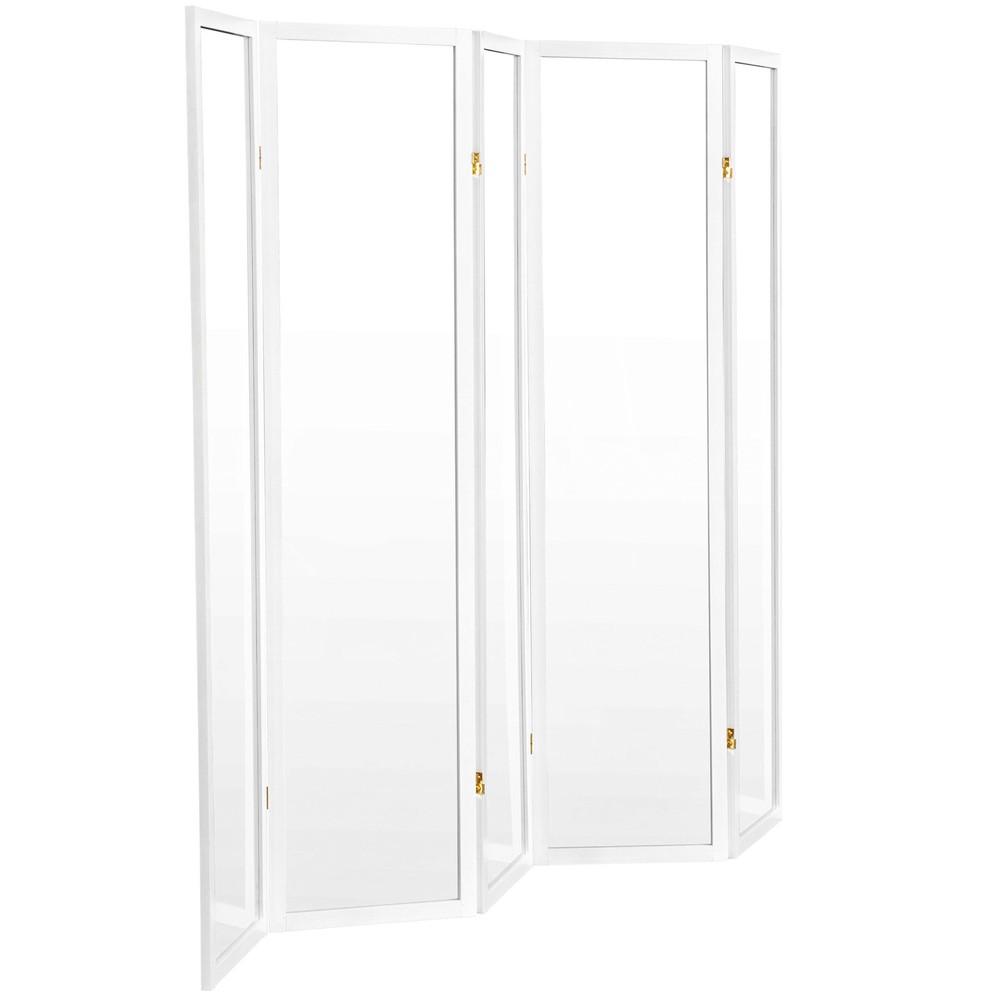 6 ft. Tall Clear Plastic Partition White 5 Panel