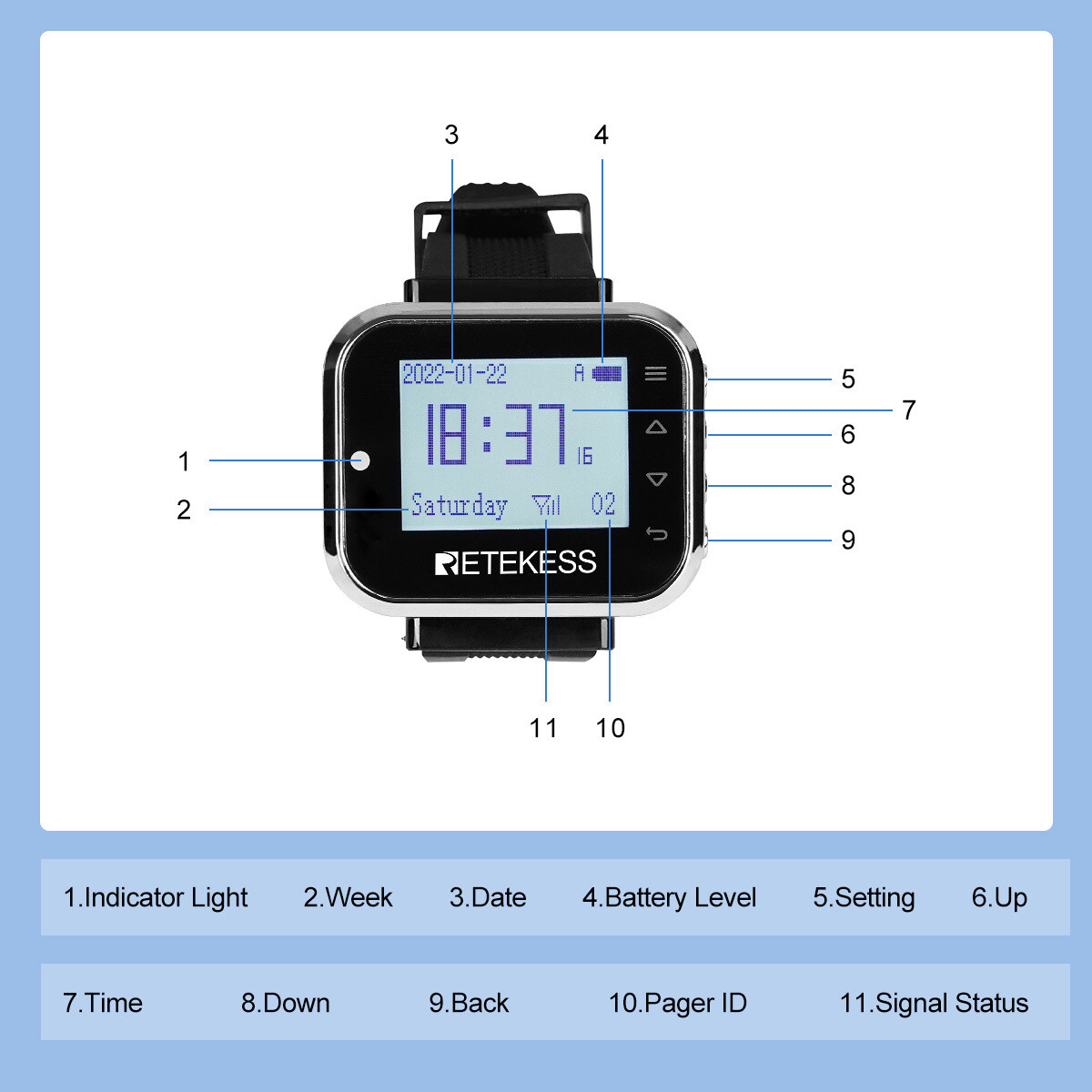TD110 Wireless Pager Calling System Waiter Watch Restaurant Cafe Club Clinic Bar