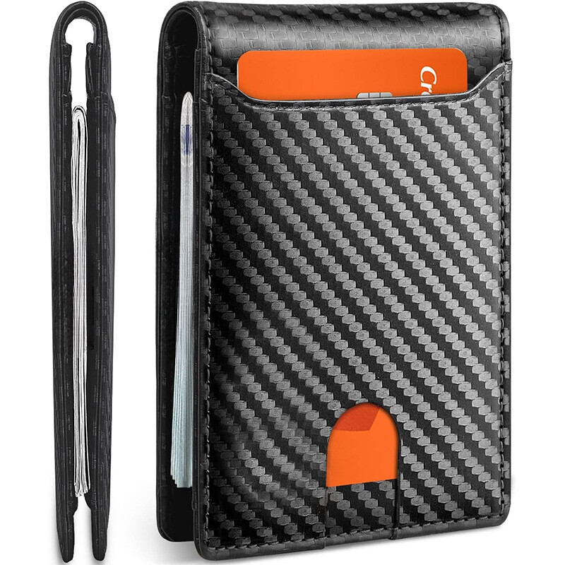 Mens Slim Wallet RFID Blocking Bifold Wallets for Men Minimalist Genuine Leather