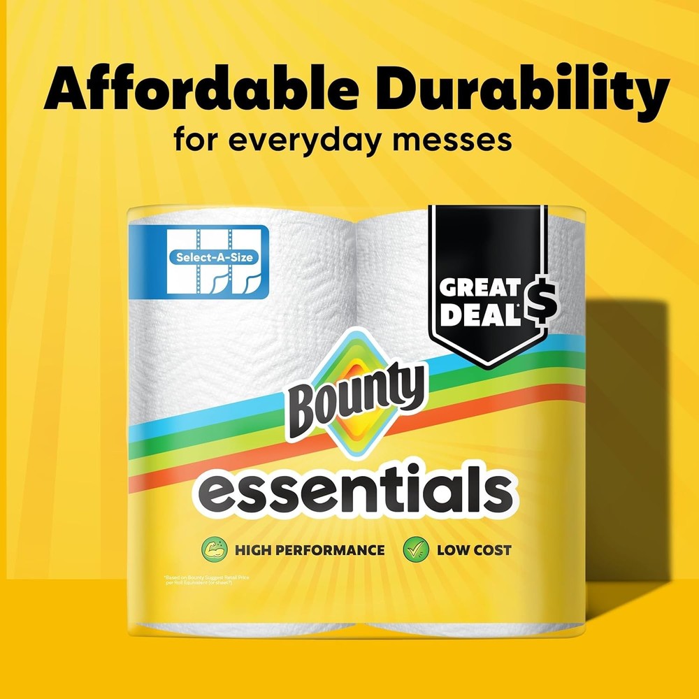 Bounty Essentials Select-A-Size Paper 2 Rolls (162 Sheets each), White
