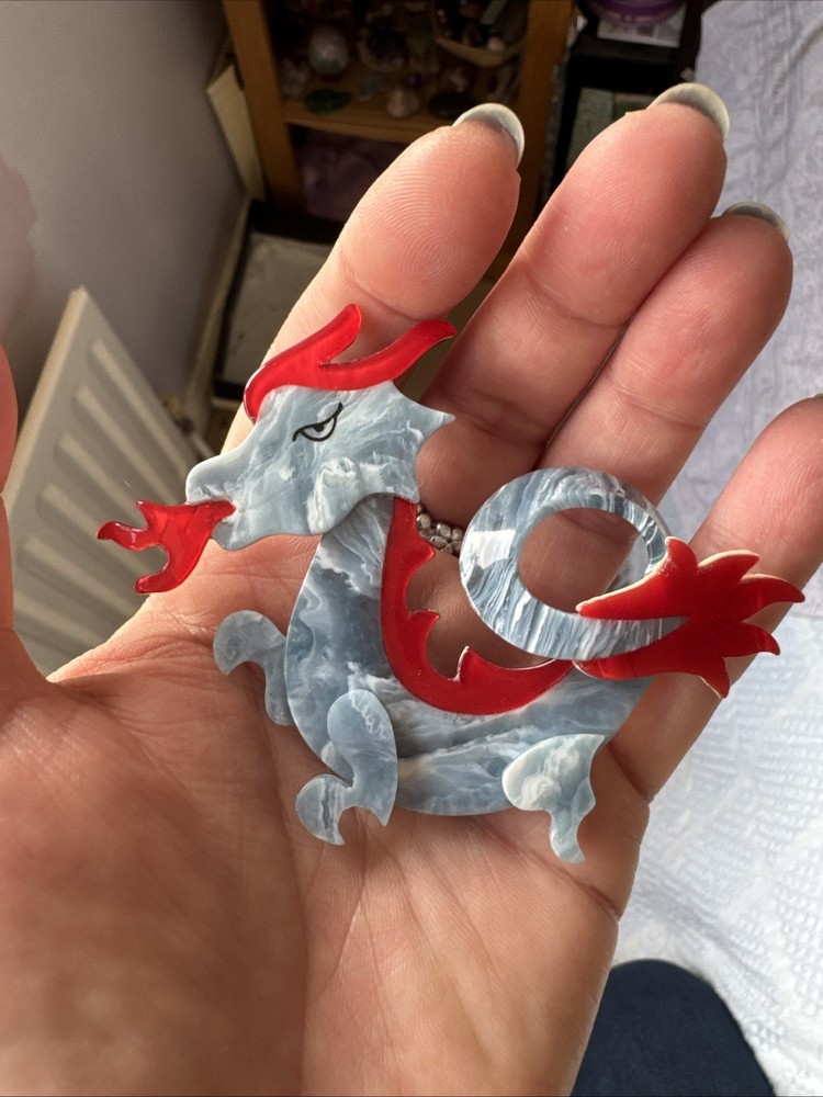 Lea stein dragon brooch