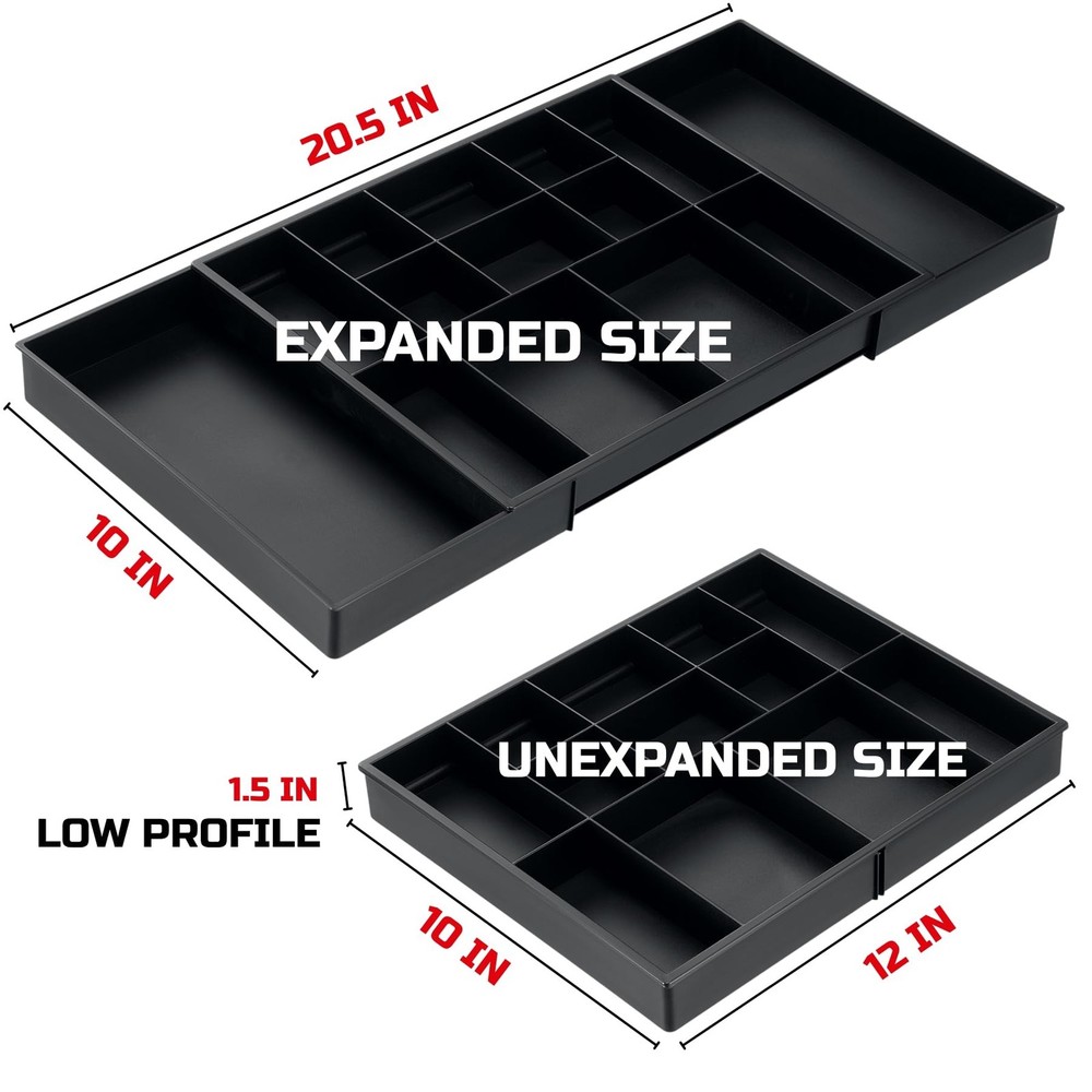 ONREVA Tool Box Organizer Tray Divider Set, Expandable Large Toolbox Storage ...
