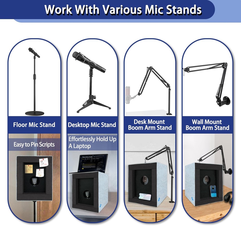 Enclosed Vocal Booth Portable Microphone Isolation Shield Foldable