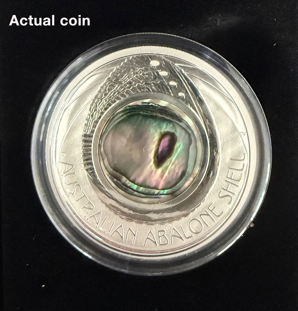 Australia 2014 Abalone Shell Insert 1 Oz Silver Proof $1 Coin MINT OGP LOW COA