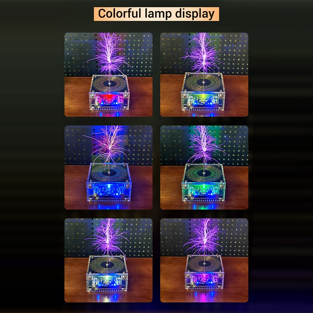 Music Tesla Coil 2Mode Artificial Lightning Touchable BT Decoding Colorful Light