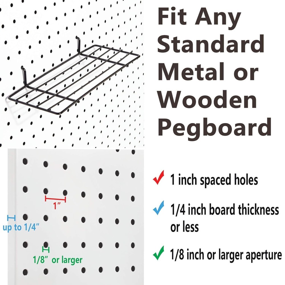 Pegboard Hooks Peg Board Shelf for Support Various Tools 4 Packs New