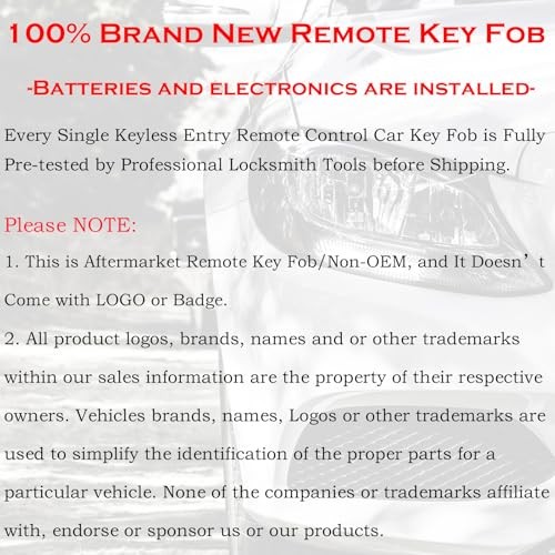 Keyless Entry Remote Start Control Key Fob Replacement Fits for Five Button