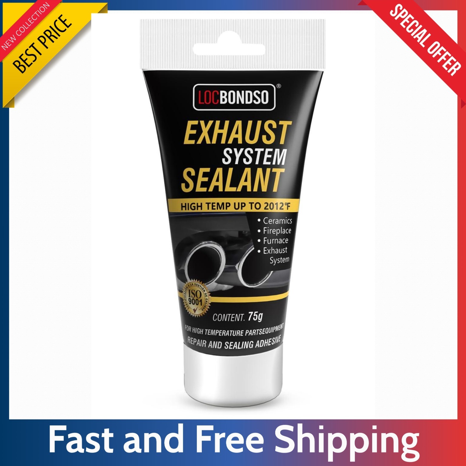 Muffler Exhaust Repair Kit – 2.6 oz Heat Resistant Sealant for Pipes & Converter