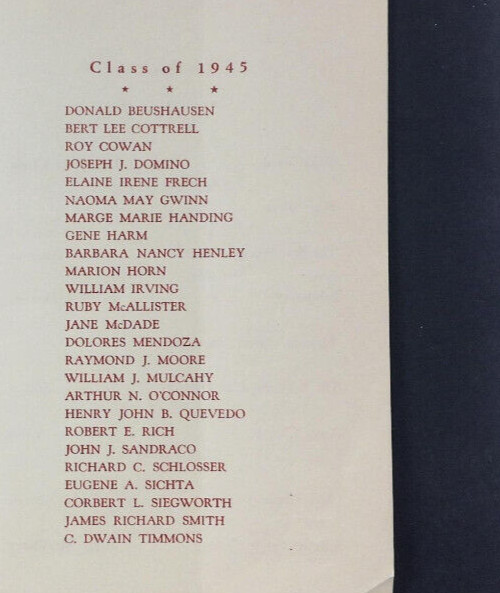 North Palos School Program 1945 Palos Illinois