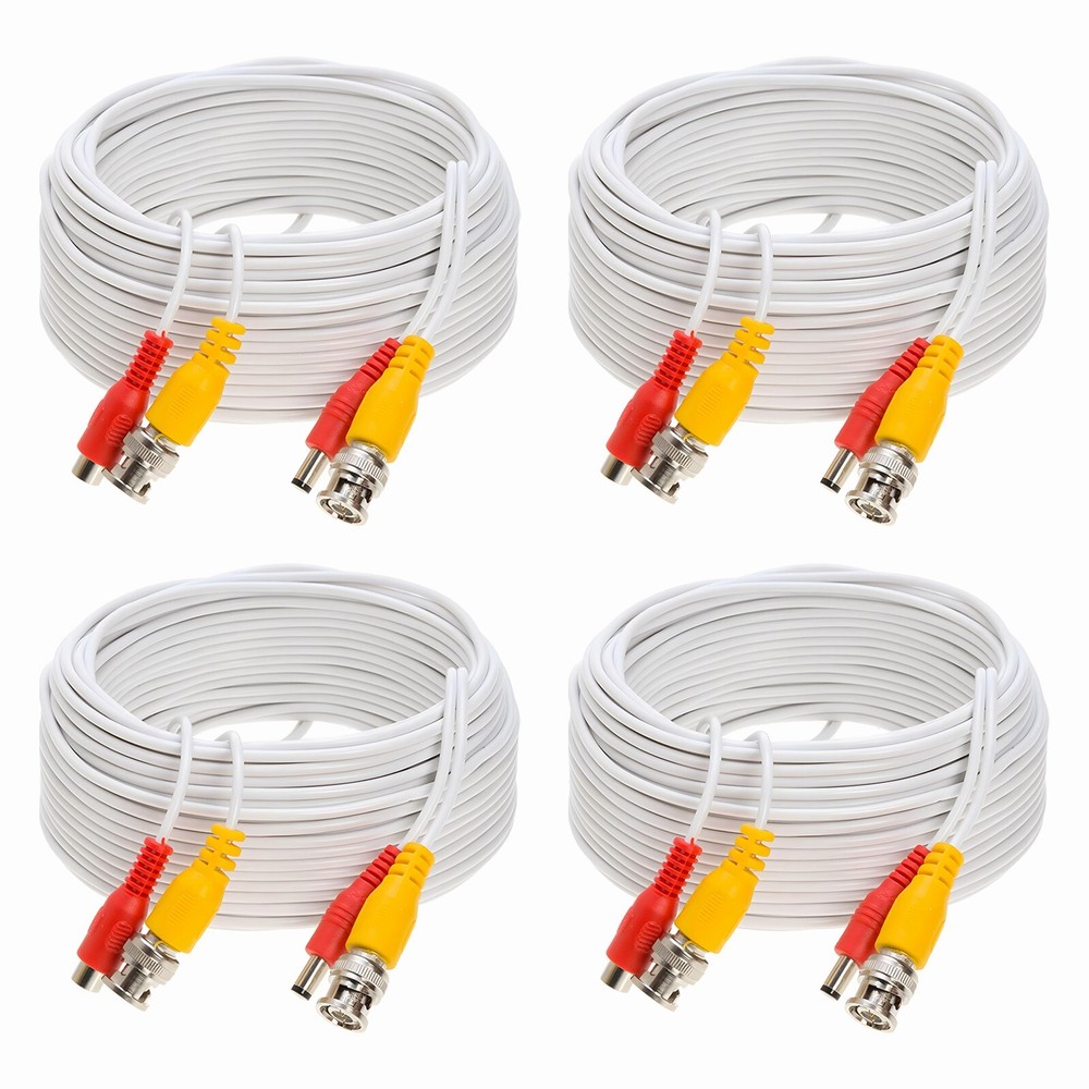 4x60/100ft CCTV Security Camera Extension Cable BNC Video Power Cable DVR System