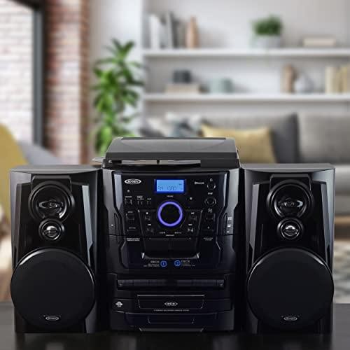 JENSEN Shelf Stereo System with Bluetooth, Turntable, 3-CD Changer & Dual Casset