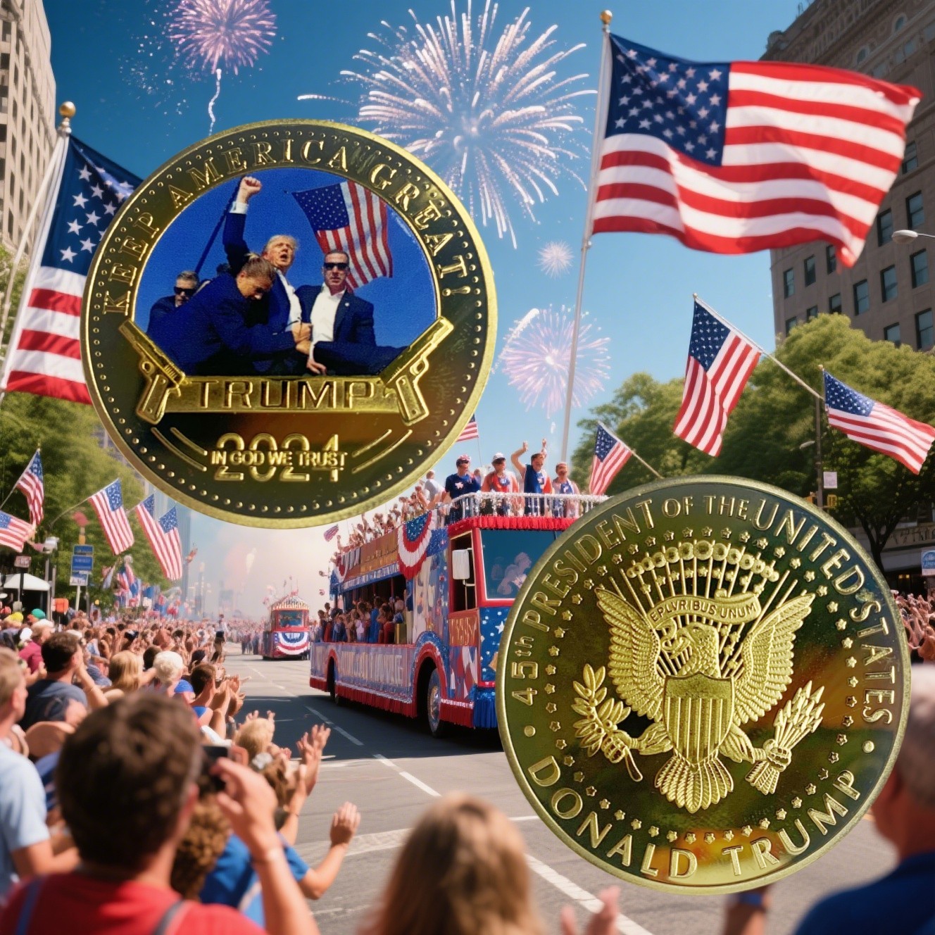 4 PCS 2024 President Trump Commemorative Coin Take America Back Metal Coin