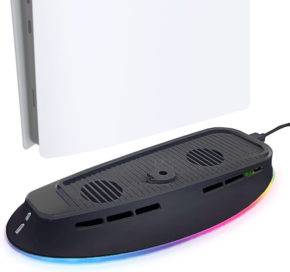 BESAVIOR RGB Cooling Fan Base for PlayStation5 & PS5 SLIM Console-Button control