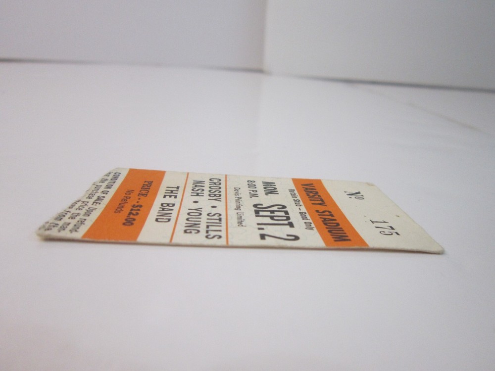1974 CROSBY STILLS NASH YOUNG BAND Varsity Stadium Toronto Concert Ticket Stub