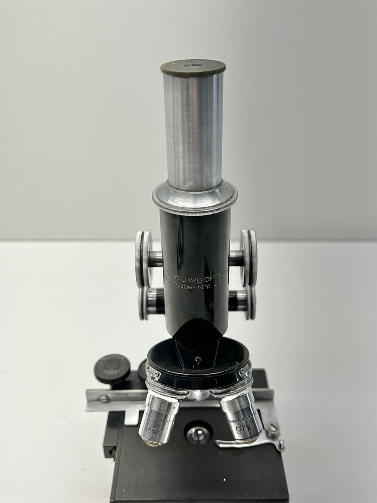 Vintage BAUSCH & LOMB Monocular MICROSCOPE w/ 3 Objectives Dated 1915