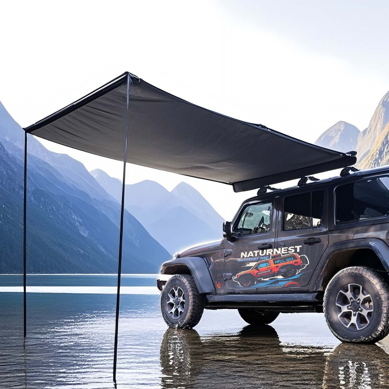 Naturnest 5.2x8.2ft Car Side Awning Waterproof Car Awning Shade Outdoor Camping