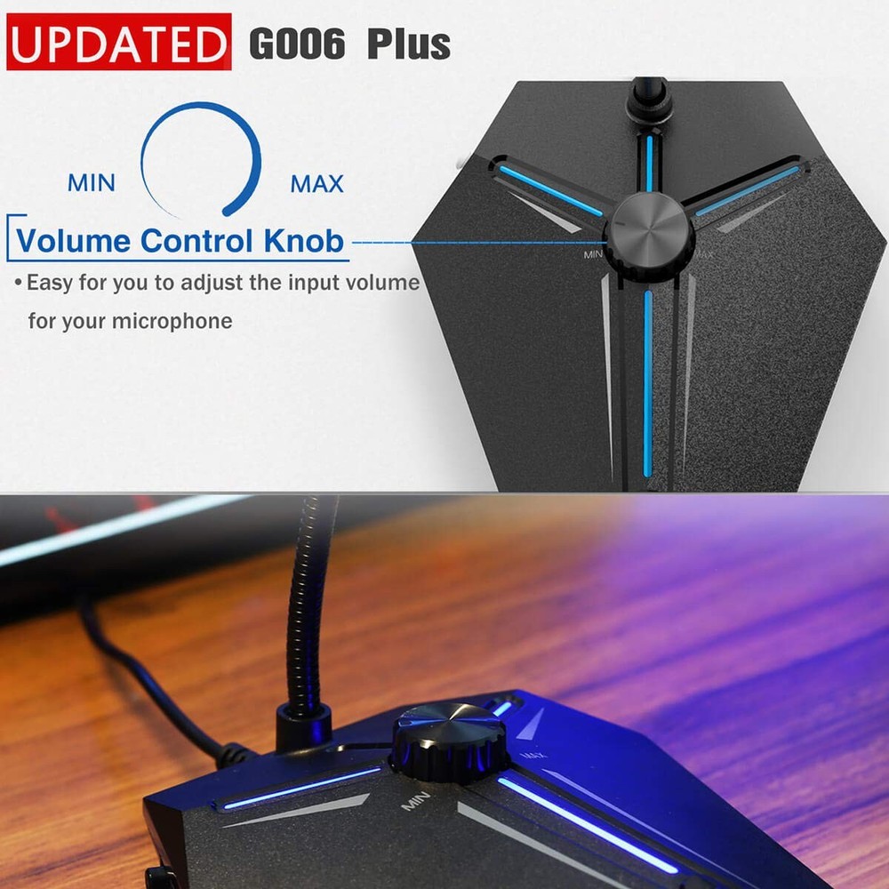 Computer Microphone, G006Plus USB Desktop Condenser PC Laptop Mic, Mute Butto...