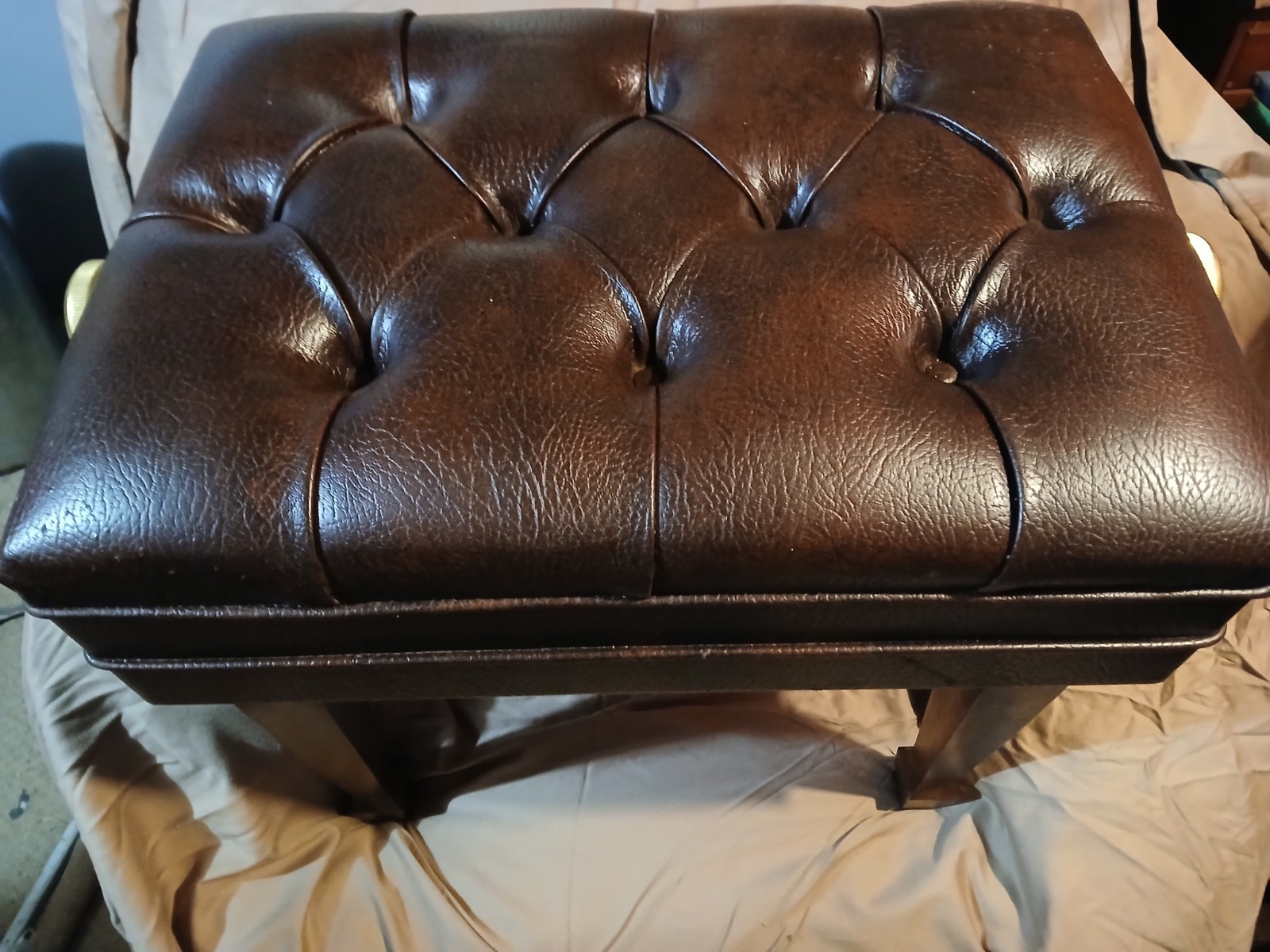 Vintage Piano Adjustable Leather Bench made in Germany free shipping