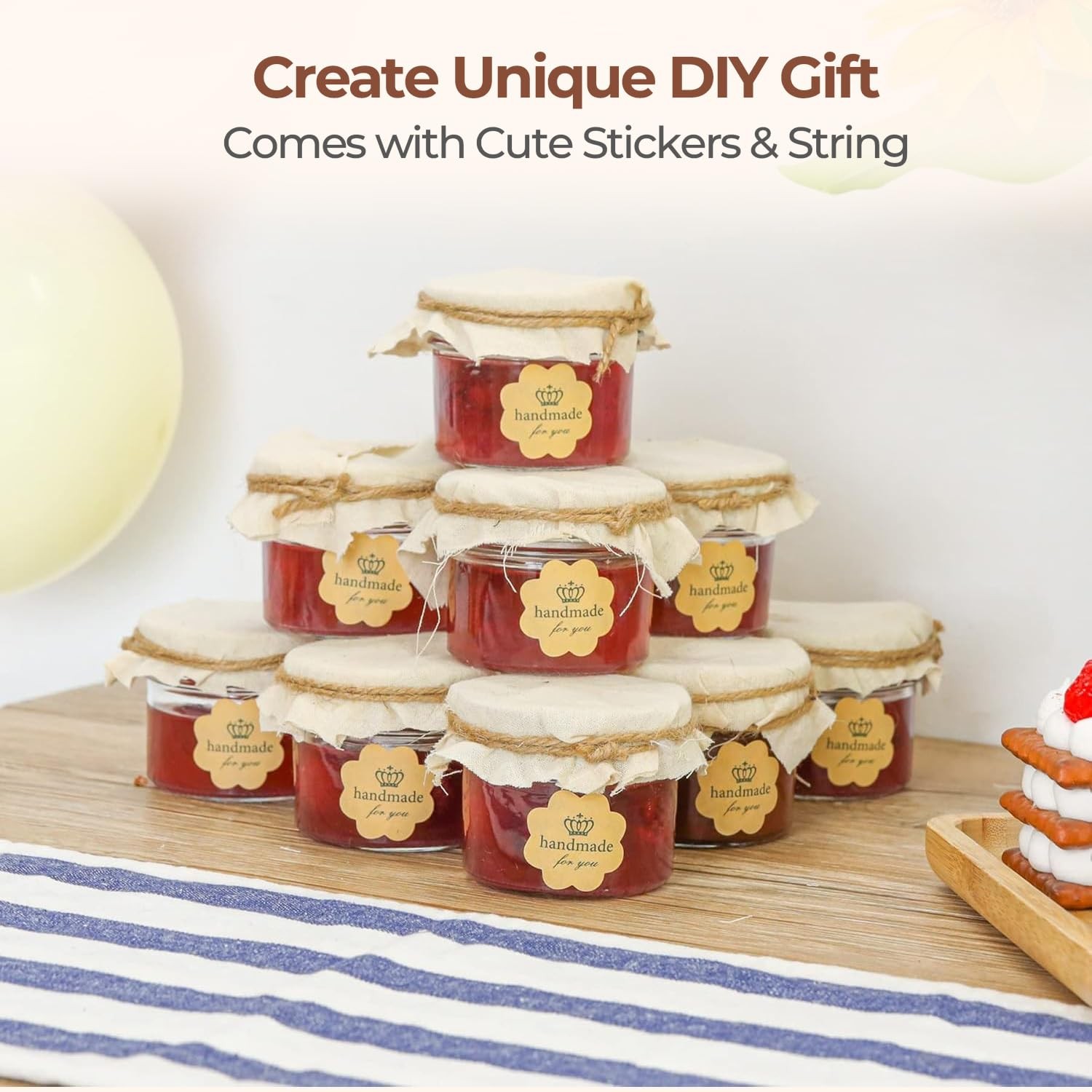 4oz Mini Mason Jars 8-Pack w/Airtight Lids - Small Glass Canning Jars for Crafts