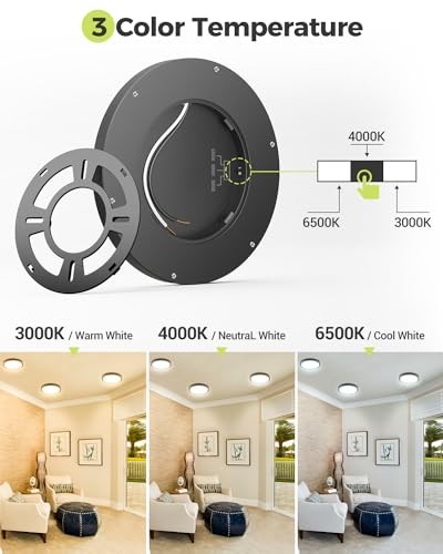 1PACK LED Flush Mount Ceiling Light, 3CCT Selectable 3000K 7.5Inch-1pack Black
