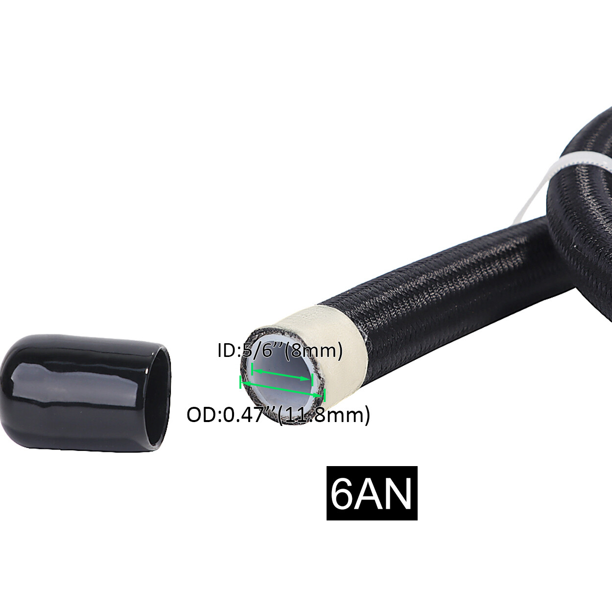 AN6 AN8 AN10 Fuel Line Hose Oil Gas Line Nylon PTFE Pipe 3.3ft 10ft 20ft Black
