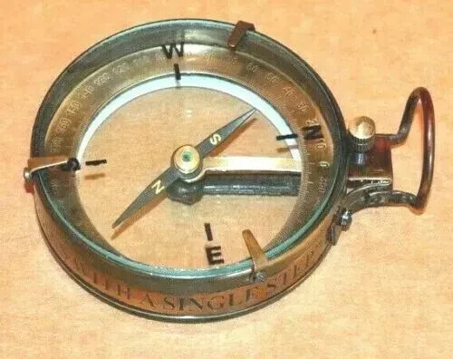 Antique brass compass 3" nautical spencer map reader magnifying compass