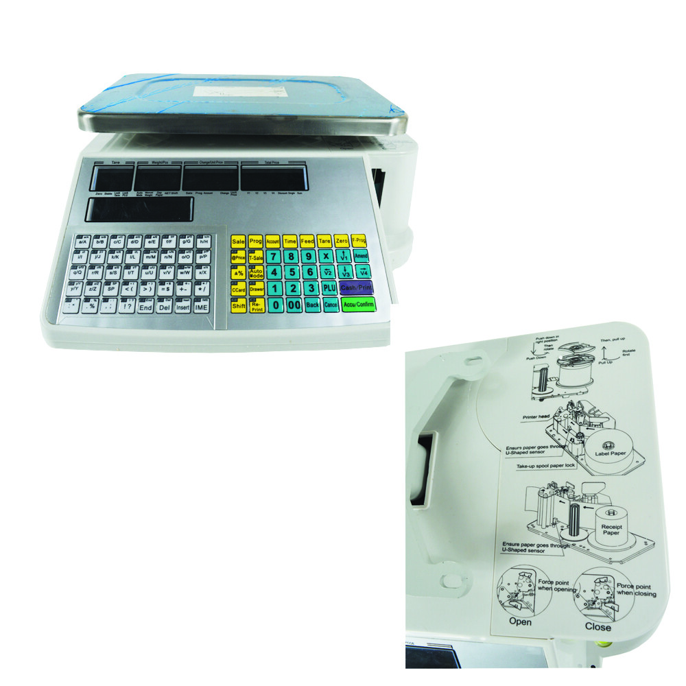 110V Digital Price Computing Scale Thermal Printer Supermarket Scale max. 66 lb