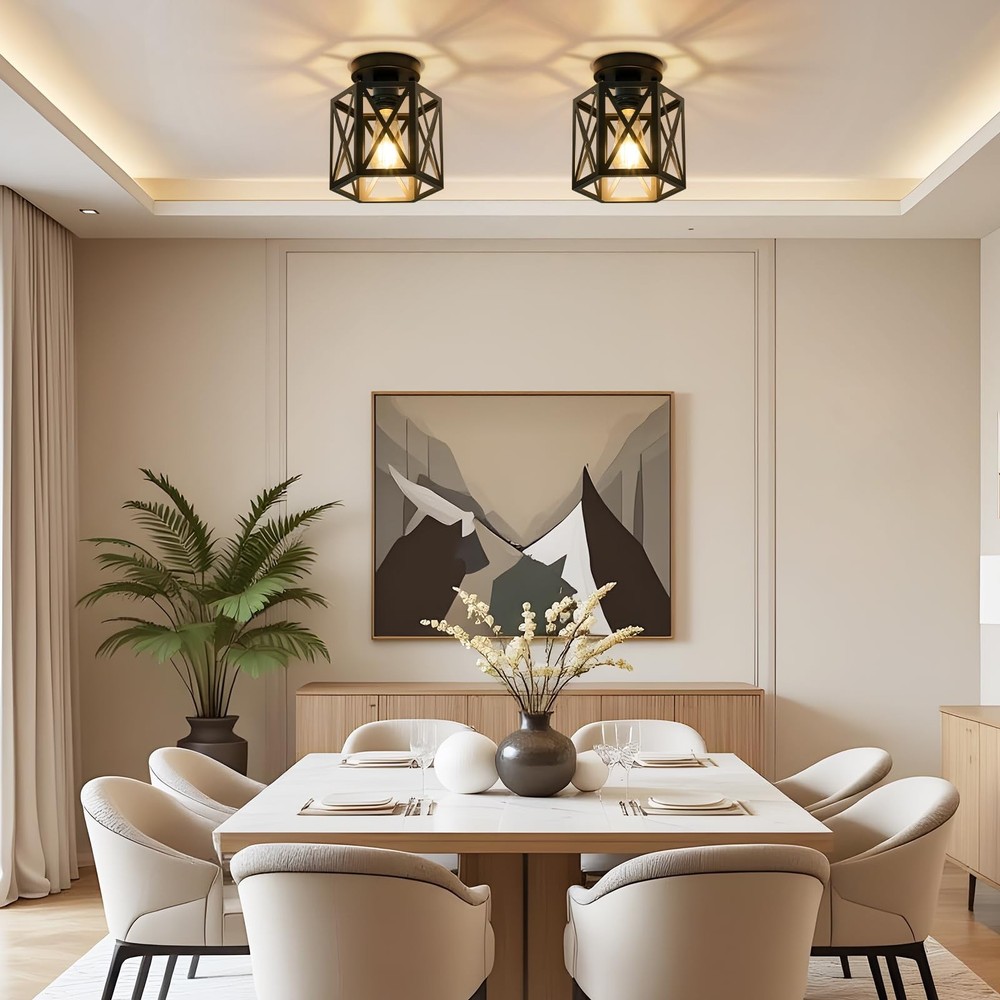 Modern Semi Flush Mount Ceiling Light,1-Light Hexagon Flush Mount Ceiling Lig...