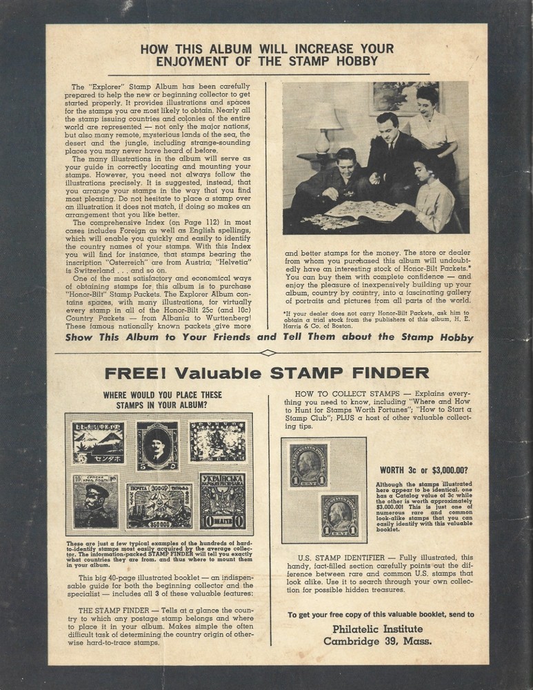 1961 WORLDWIDE EXPLORER STAMP ALBUM