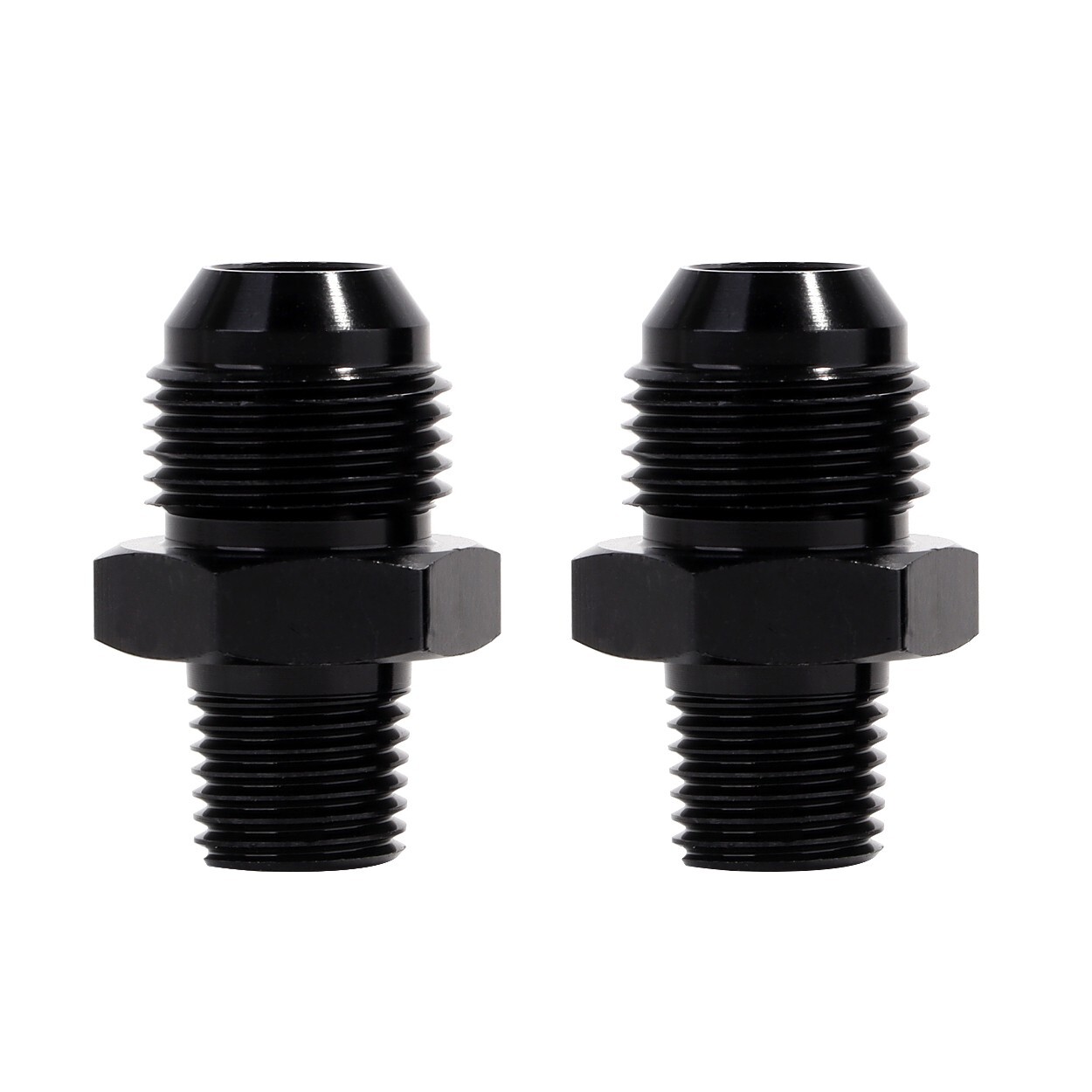1/8" NPT to 4AN Fitting Male Straight Fittings Adapter Aluminum Black 2Pcs