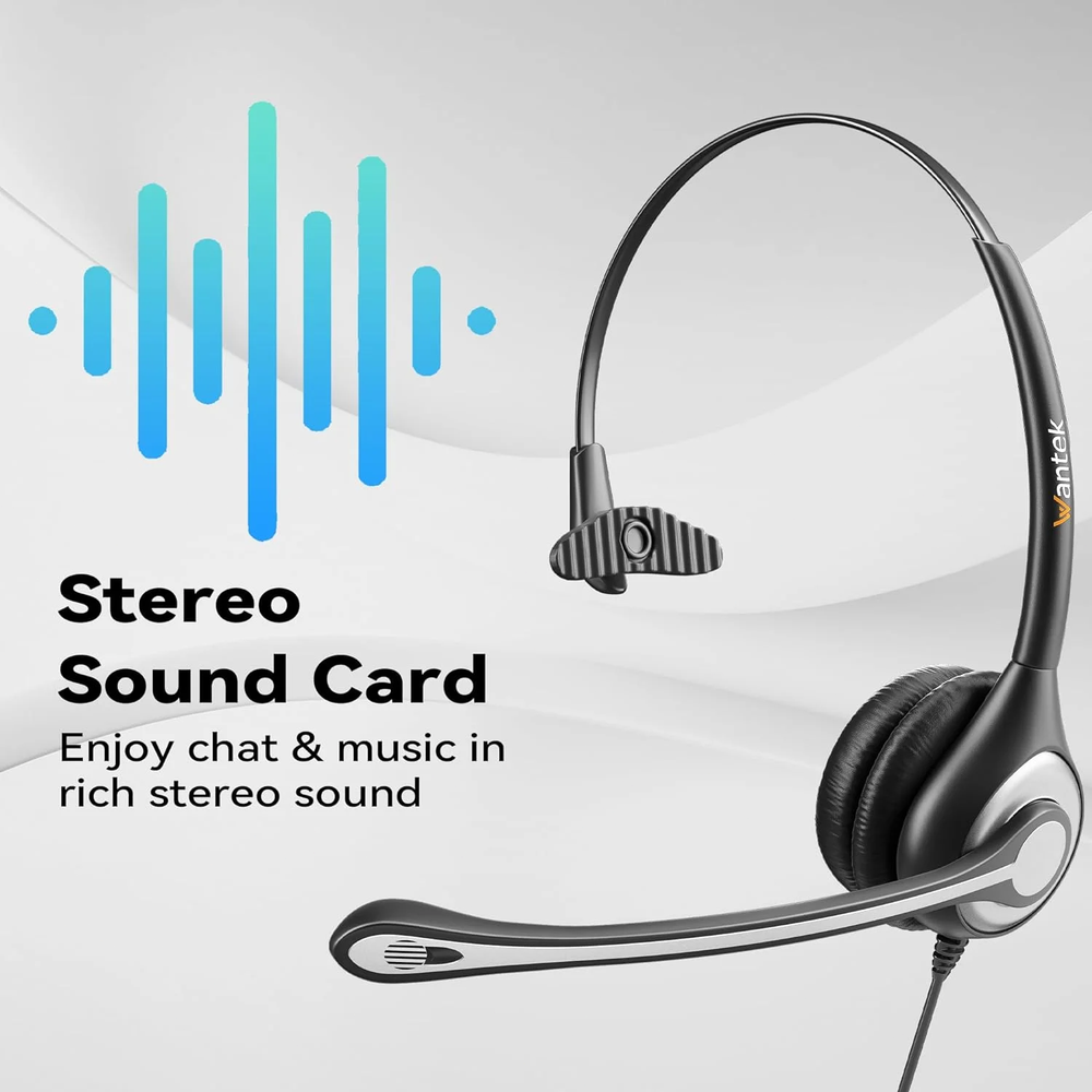 Wantek 3.5mm/USB/Type C Wired Headset With Microphone Noise Cancelling for PC