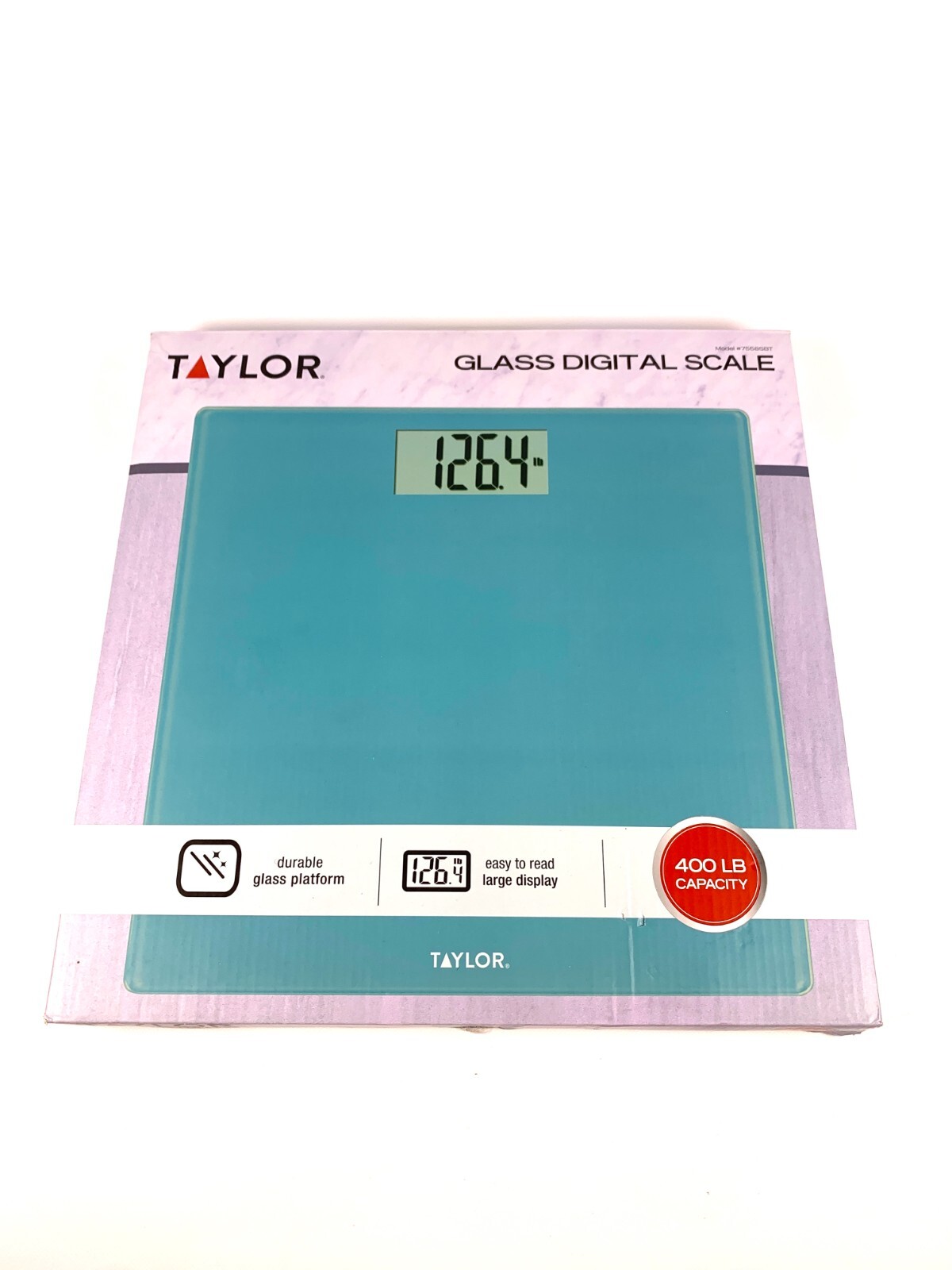 Taylor Body Scale Digital Glass Platform 400 lb Capacity 7558 Turquoise