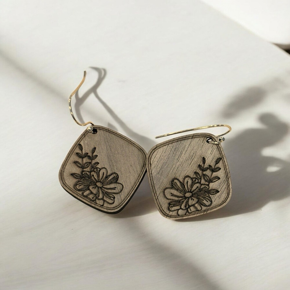 Handmade Wood Drop Earrings