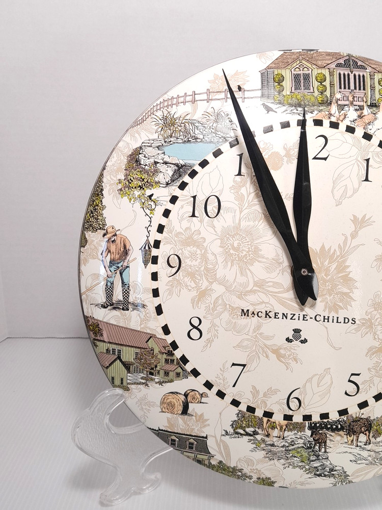 HTF Mackenzie Childs Aurora Hanging Wall Clock, Some Issues, Tested Working