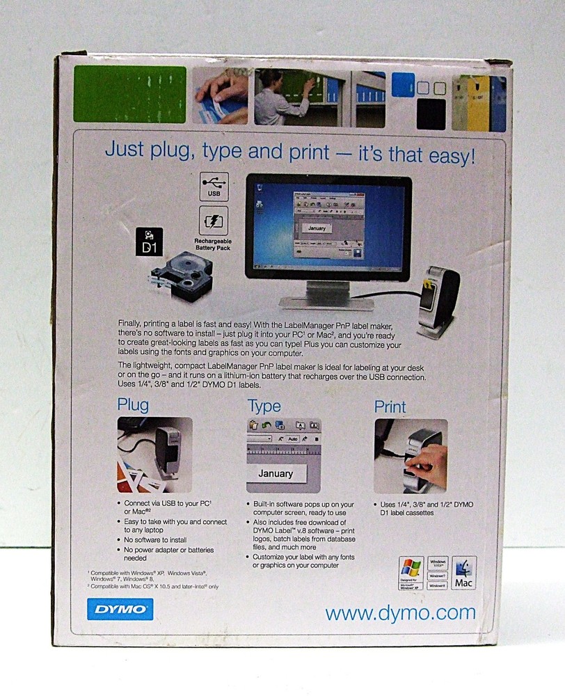 DYMO Label Manager Plug N Play PnP Label Printer Thermal D1 Labels USB PC or Mac